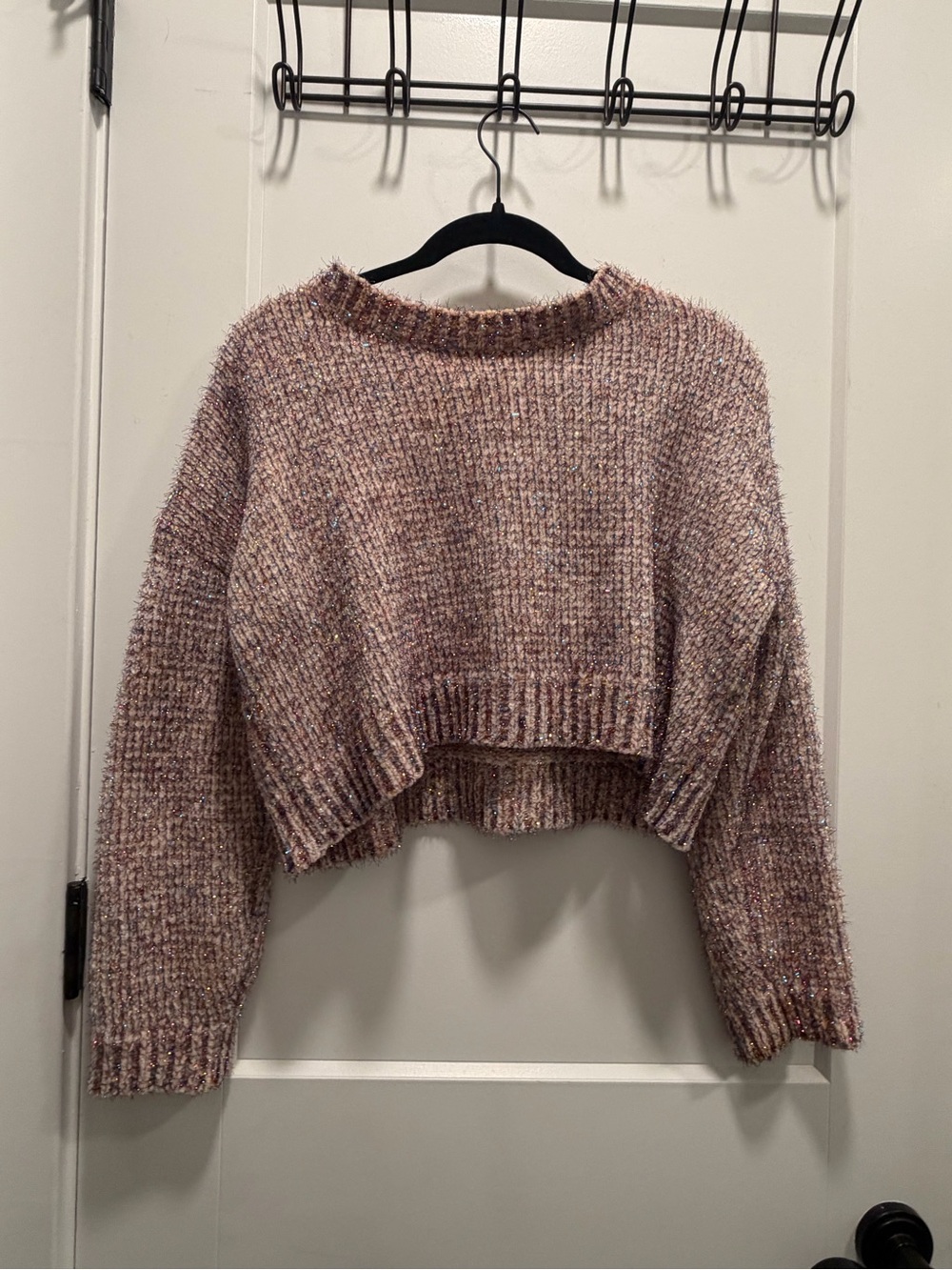 Topshop Metallic Cropped Chunky Knit Sweater